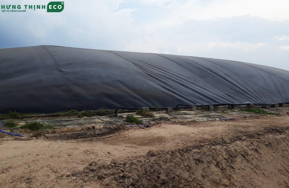 quy trình thi công màng chống thấm HDPE cho hệ thống hồ biogas công nghiệp, đảm bảo hiệu quả chứa khí và xử lý chất thải